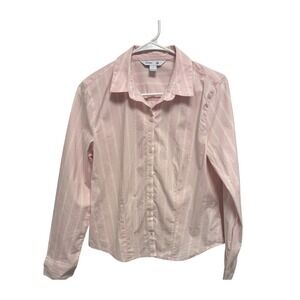 Old Navy The‎ Slim Shirt Pink White Stripe Button Down Long Sleeve Size S